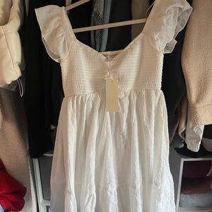 White Ruffled Sleeveless Dress